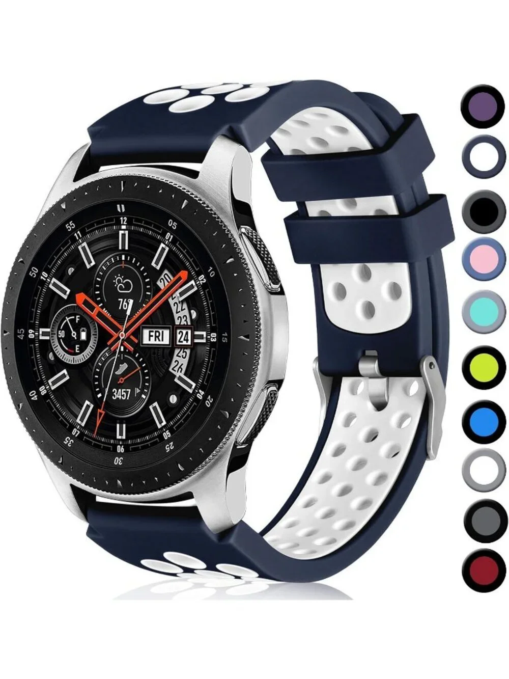 Unisex Navy Blue White Analog Compatible Frontier Silicone Samsung Galaxy Watch